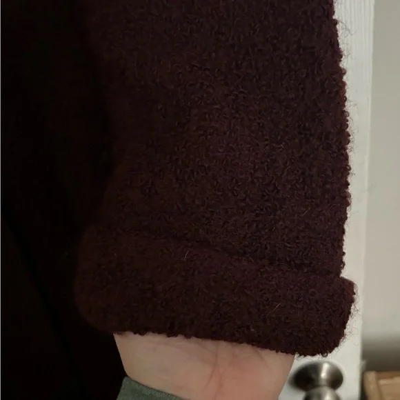 Talbots Vintage Burgundy Wine Boucle’ Long Elegant Wool Blend Overcoat Size 14 - Picture 2 of 10